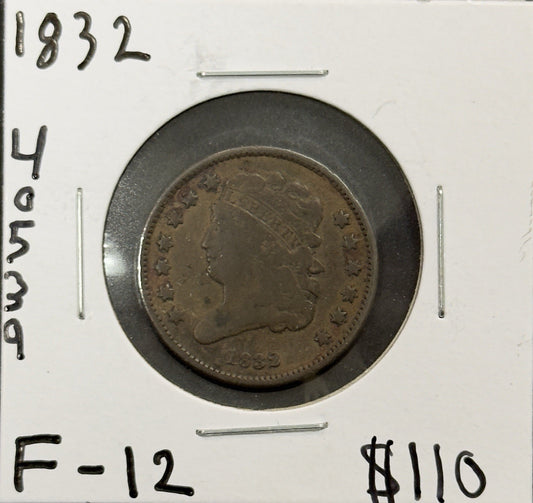 1832 Classic Head Half Cent - Fine ( 40539 )