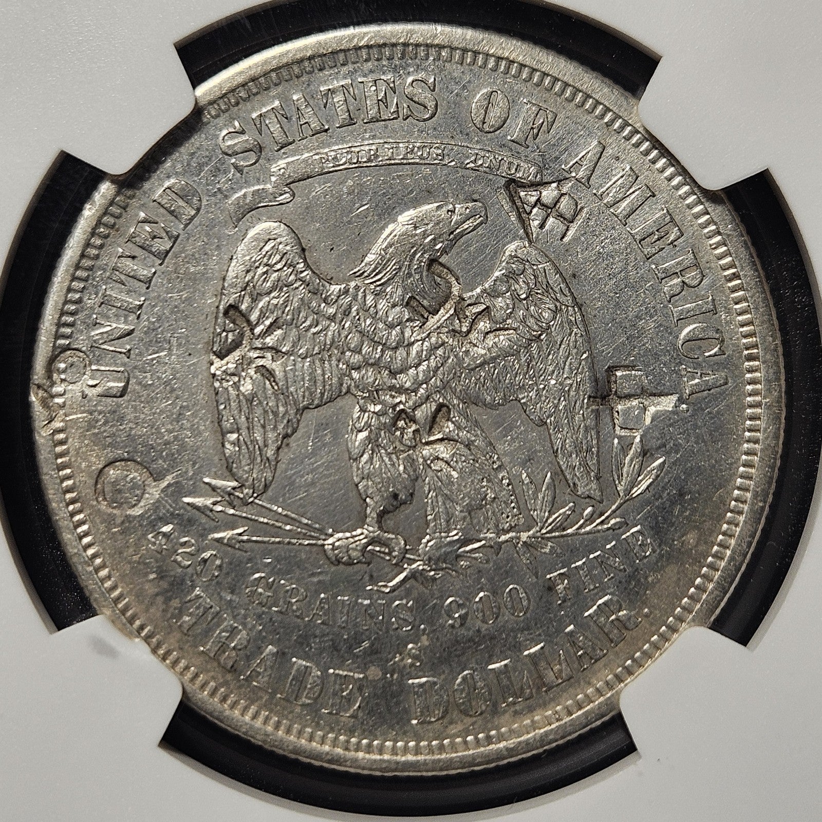 1874 S Chopmarked Trade Dollar - NGC AU Details ( 40471 )