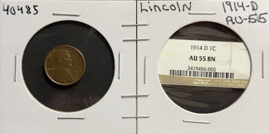 1914 D Wheat Cent - Almost Uncirculated *Crackout* ( 40485 ) 
