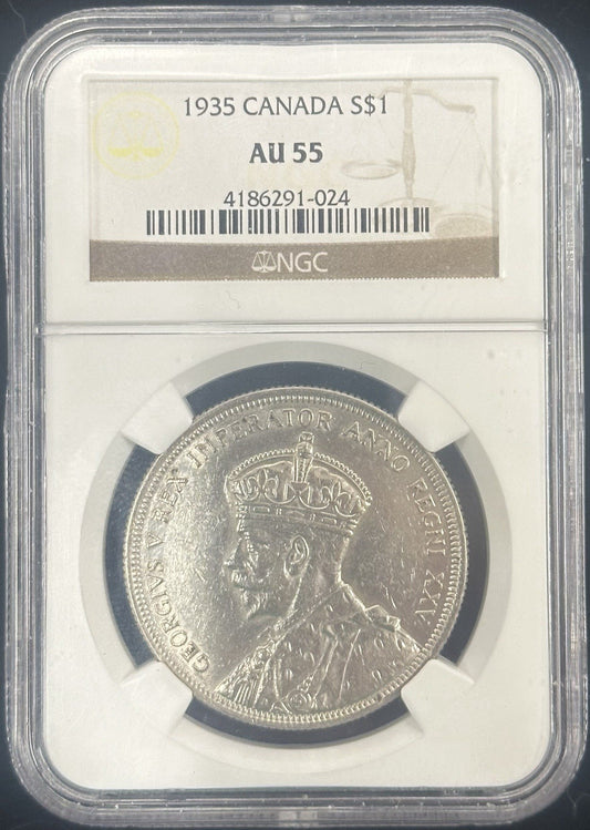 1935 Canadian Silver Dollar NGC AU55 - JP8 