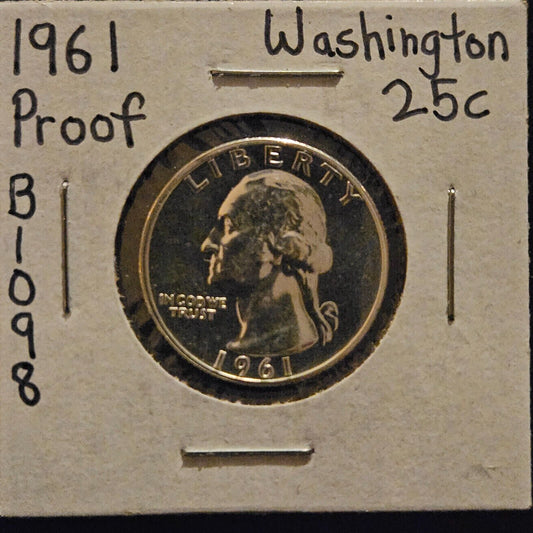 1961-P Washington Quarter Ungraded Proof B1098