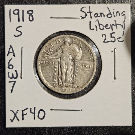 1918-S Standing Liberty Quarter Extra Fine (A6W7)