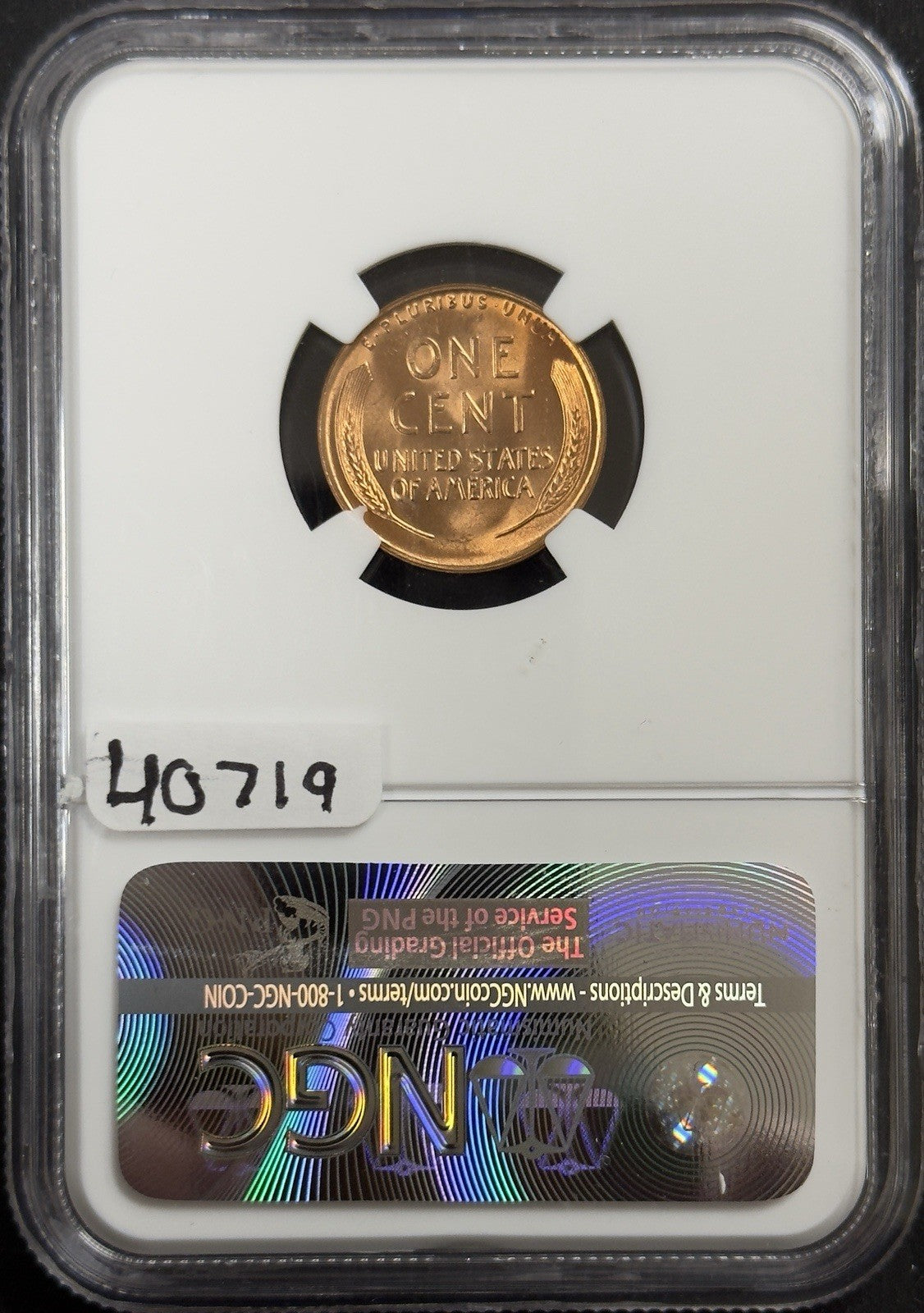 1955 S Wheat Cent Filled S - NGC MS66 RD ( 40719 )