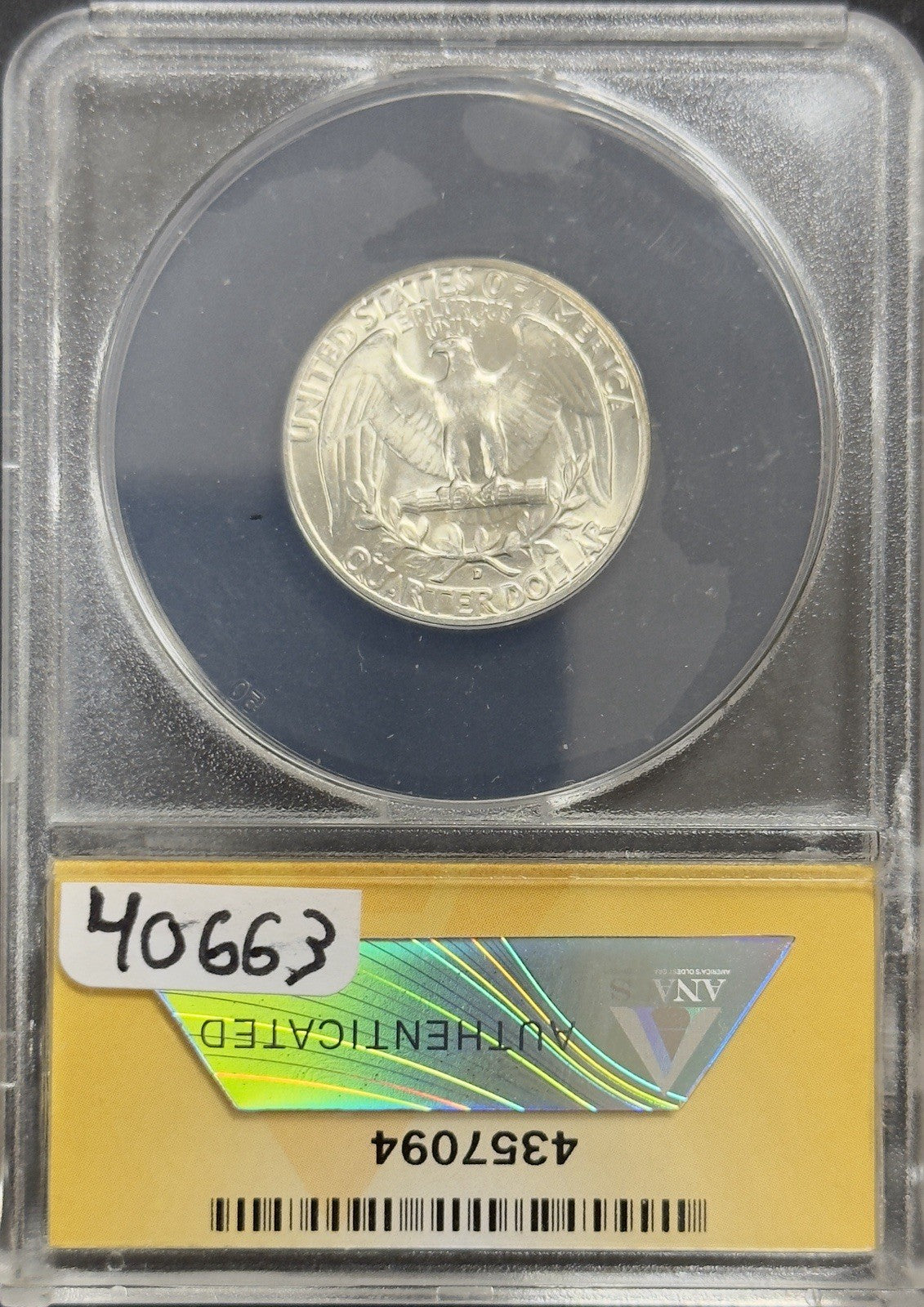 1953 D Washington Quarter DDR FS-801  - ANACS MS64 ( 40663 )