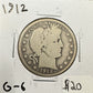 1912 Barber Half Dollar - Good