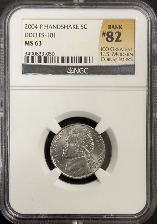 2004 P Jefferson Nickel Peace Medal - NGC MS63 DDO FS-101 ( 40721 )