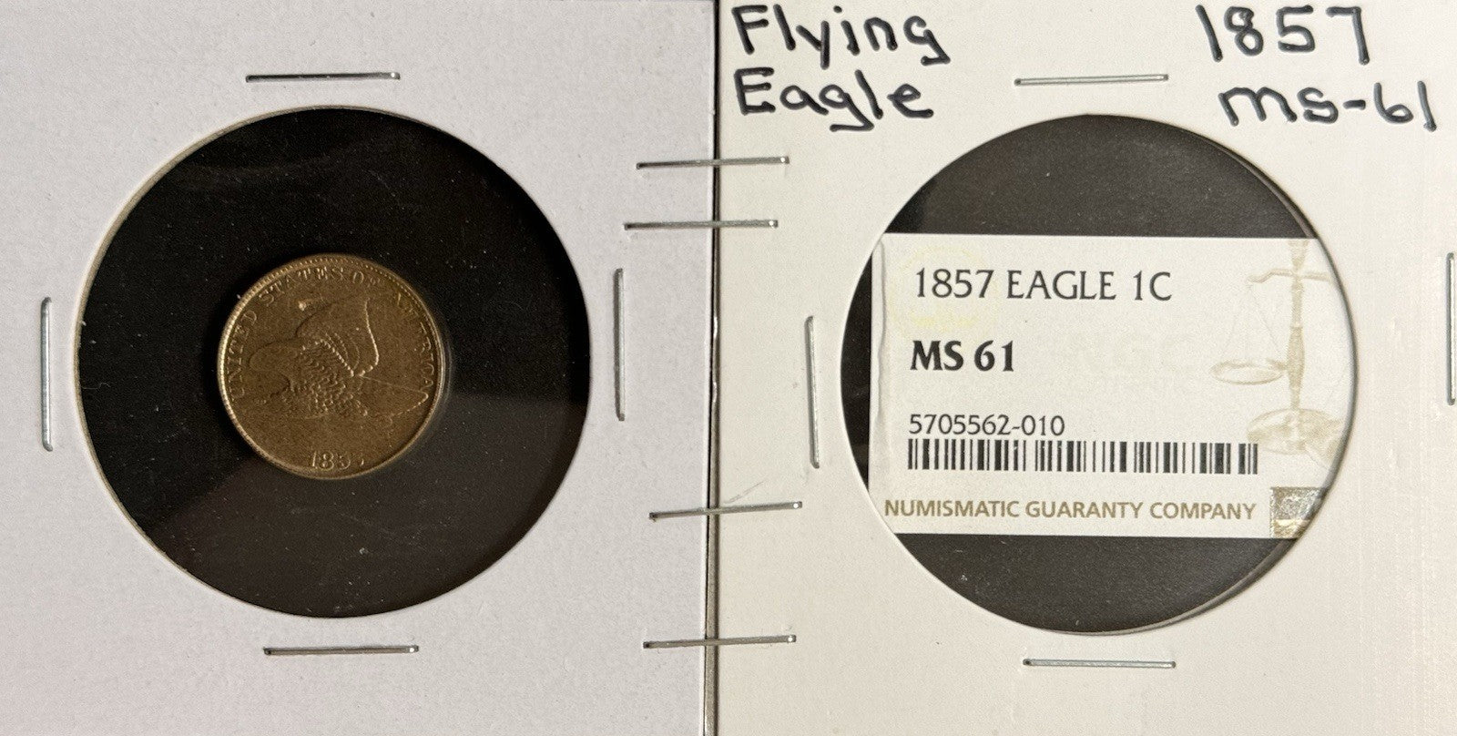1857 Flying Eagle Cent - Mint State *Crackout* ( 40486 )