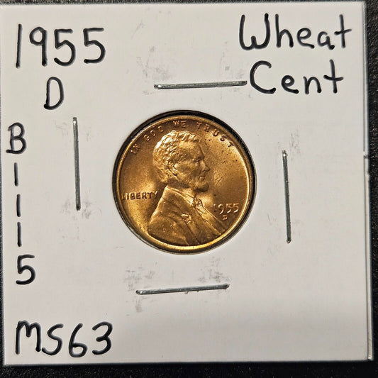 1955-D Lincoln Wheat Cent Ungraded Mint State B1115