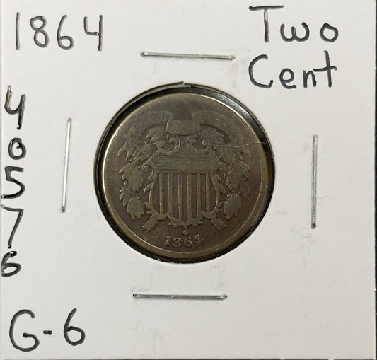 1864 Two Cent Piece - Good ( 40576 )