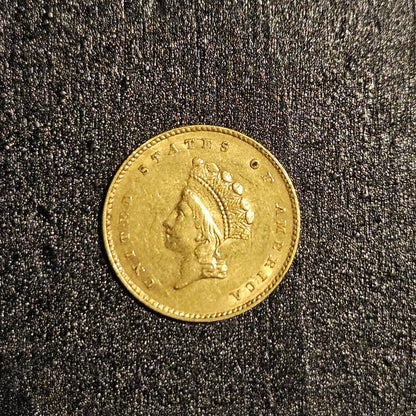 1855 $1 Dollar US Gold Liberty Type 2 AU (A6UJ)