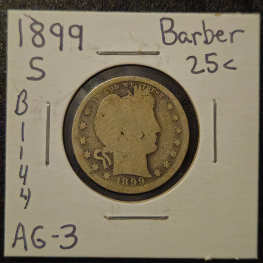 1899-S Barber Quarter Ungraded Almost Good B1144