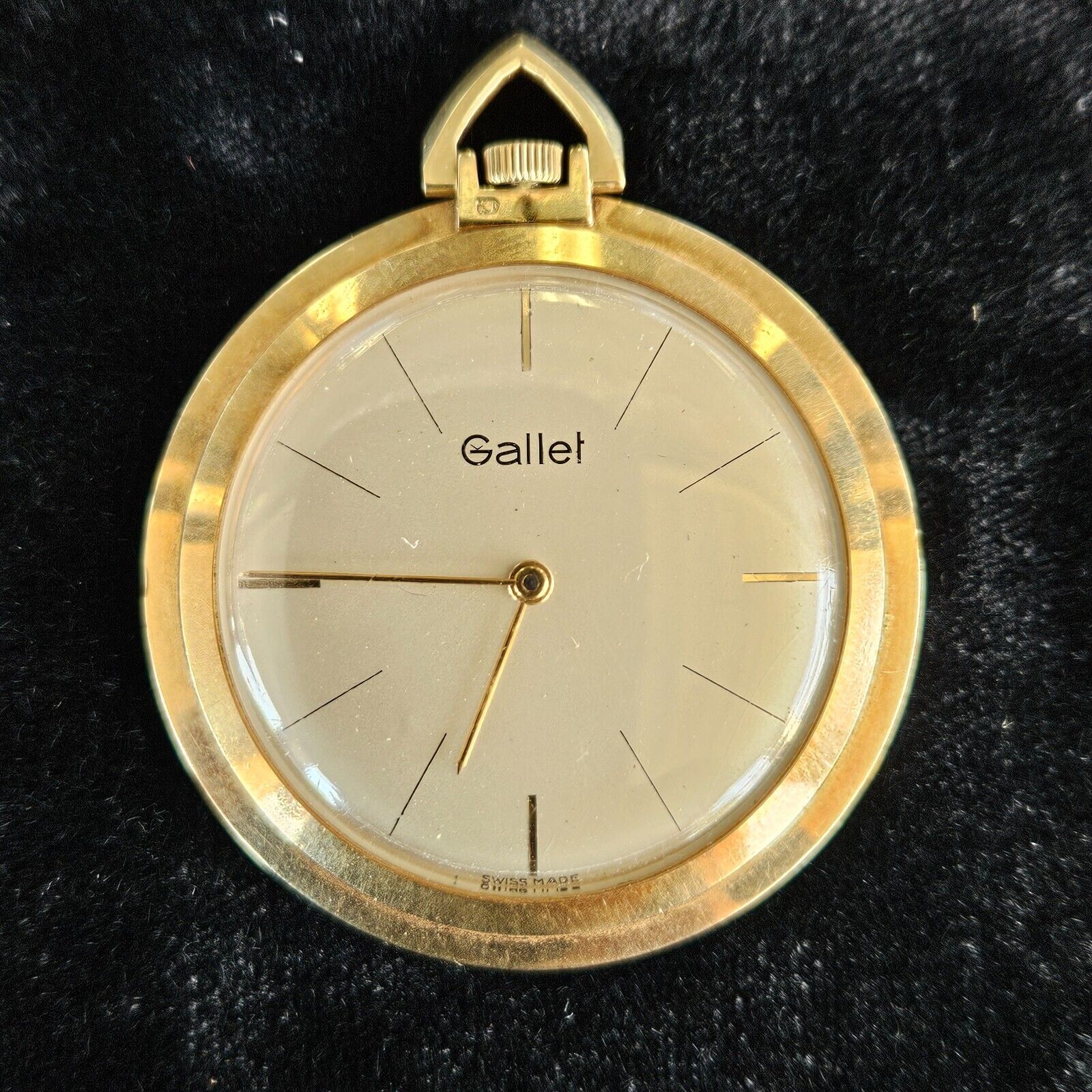Vintage Gallet Pocket Watch 14k Solid Gold 32MM Dial Gold Hands 28.6 Grams