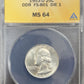 1953 D Washington Quarter DDR FS-801  - ANACS MS64 ( 40663 )