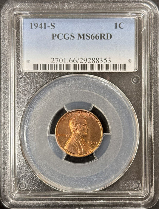 1941 S Wheat Cent - PCGS MS66 RD ( 40789 )