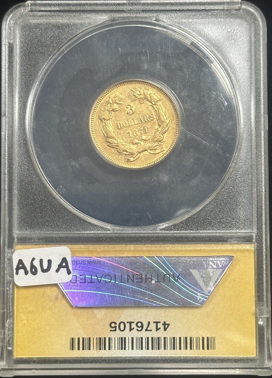 1871 $3 Dollar Gold Princess ANACS EF45 -A6UA