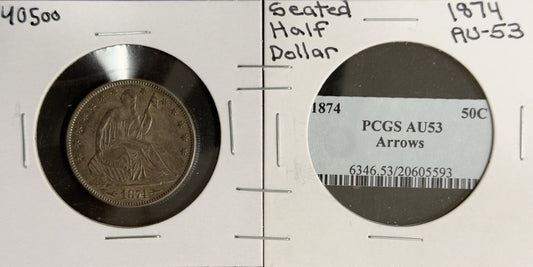 1874 Seated Half Dollar - Almlst Uncirculated *Crackout*  ( 40500 )