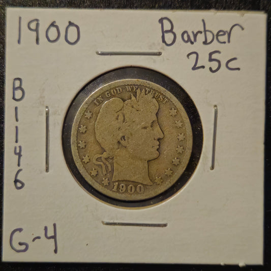 1900-P Barber Quarter Ungraded Good B1146