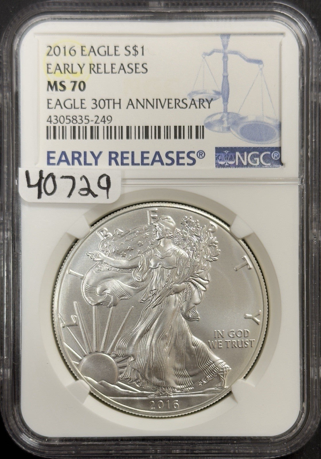 2016 Silver Eagle - NGC MS70 ( 40729 )