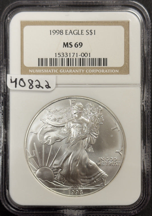 1998 Silver Eagle - NGC MS69 ( 40822 )