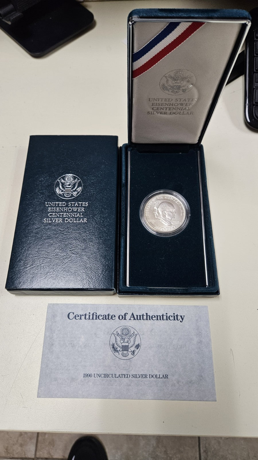 1990 W Eisenhower Centennial Silver Dollar MS In OGP GS10461