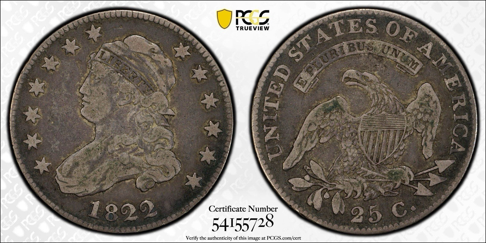 1822 Capped Bust Quarter Dollar PCGS VF20 - A6U6