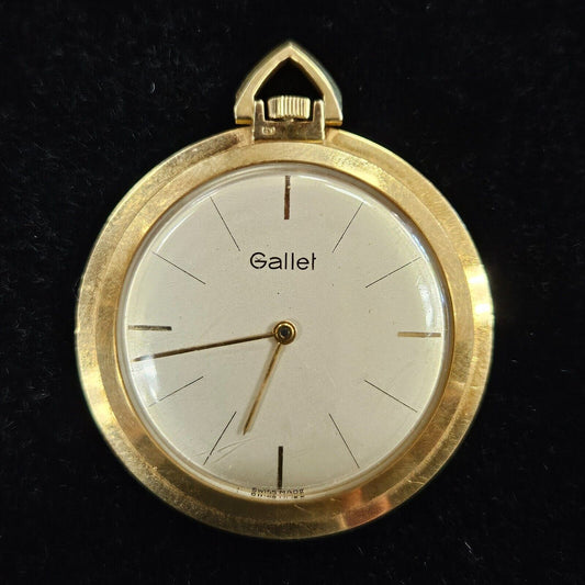 Vintage Gallet Pocket Watch 14k Solid Gold 32MM Dial Gold Hands 28.6 Grams