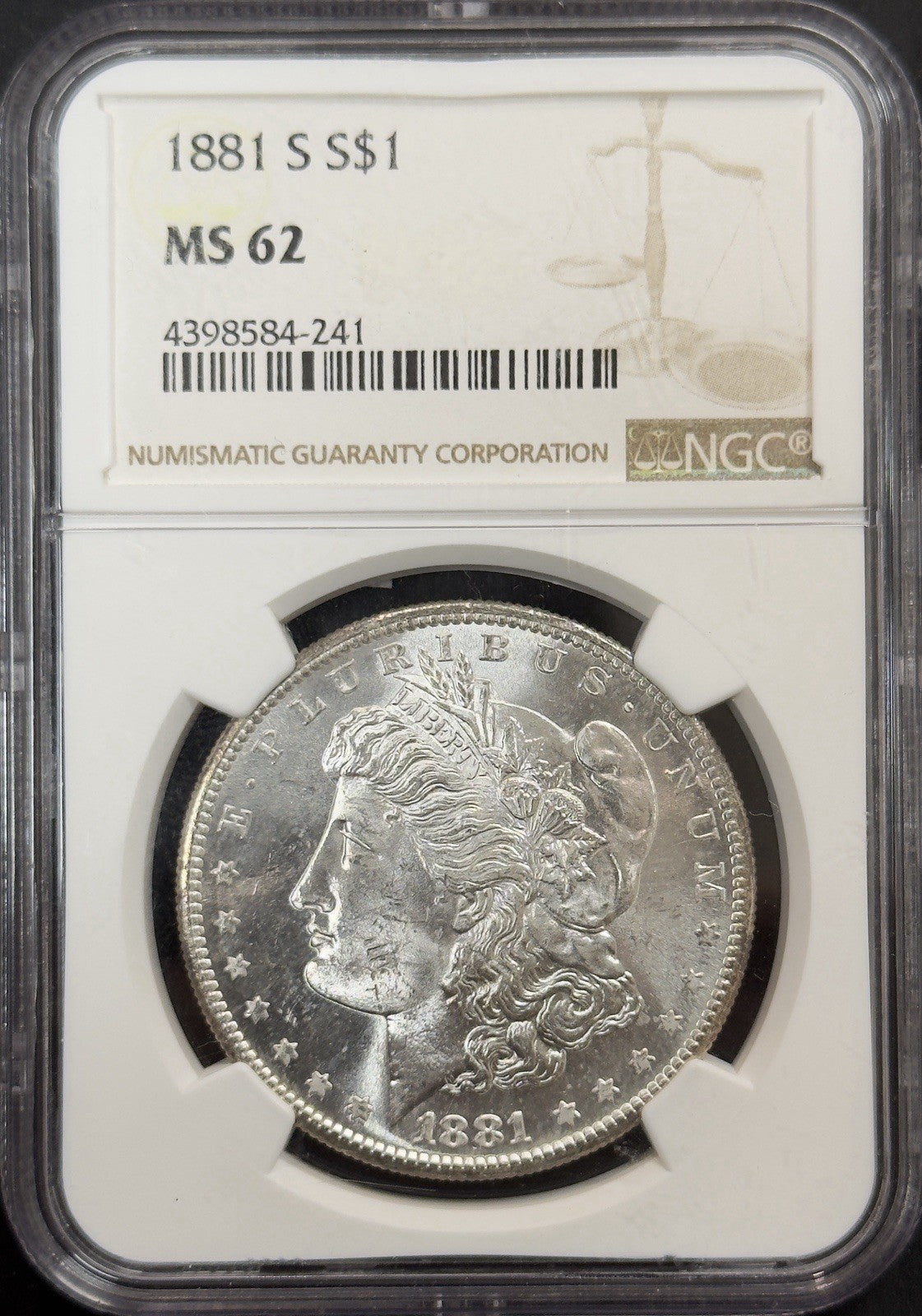 1881 S Morgan Dollar - NGC MS62 ( 40523 )