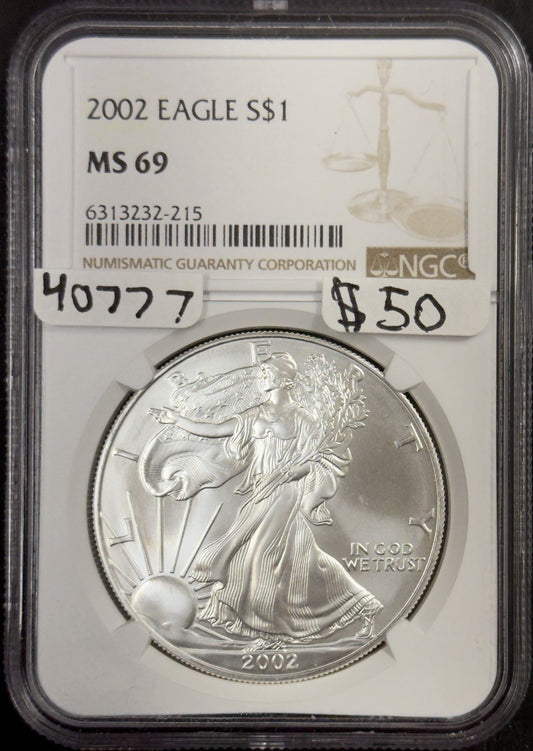 2002 Silver Eagle - NGC MS69 ( 40777 )