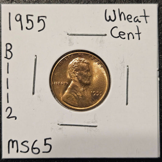 1955-P Lincoln Wheat Cent Ungraded Mint State B1112
