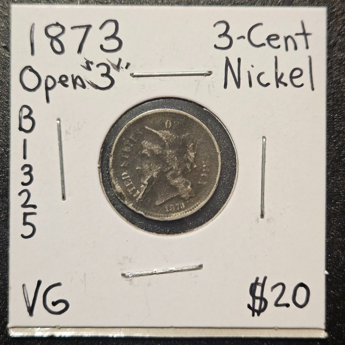 1873-P 3-Cent Nickel Ungraded Very Good B1325