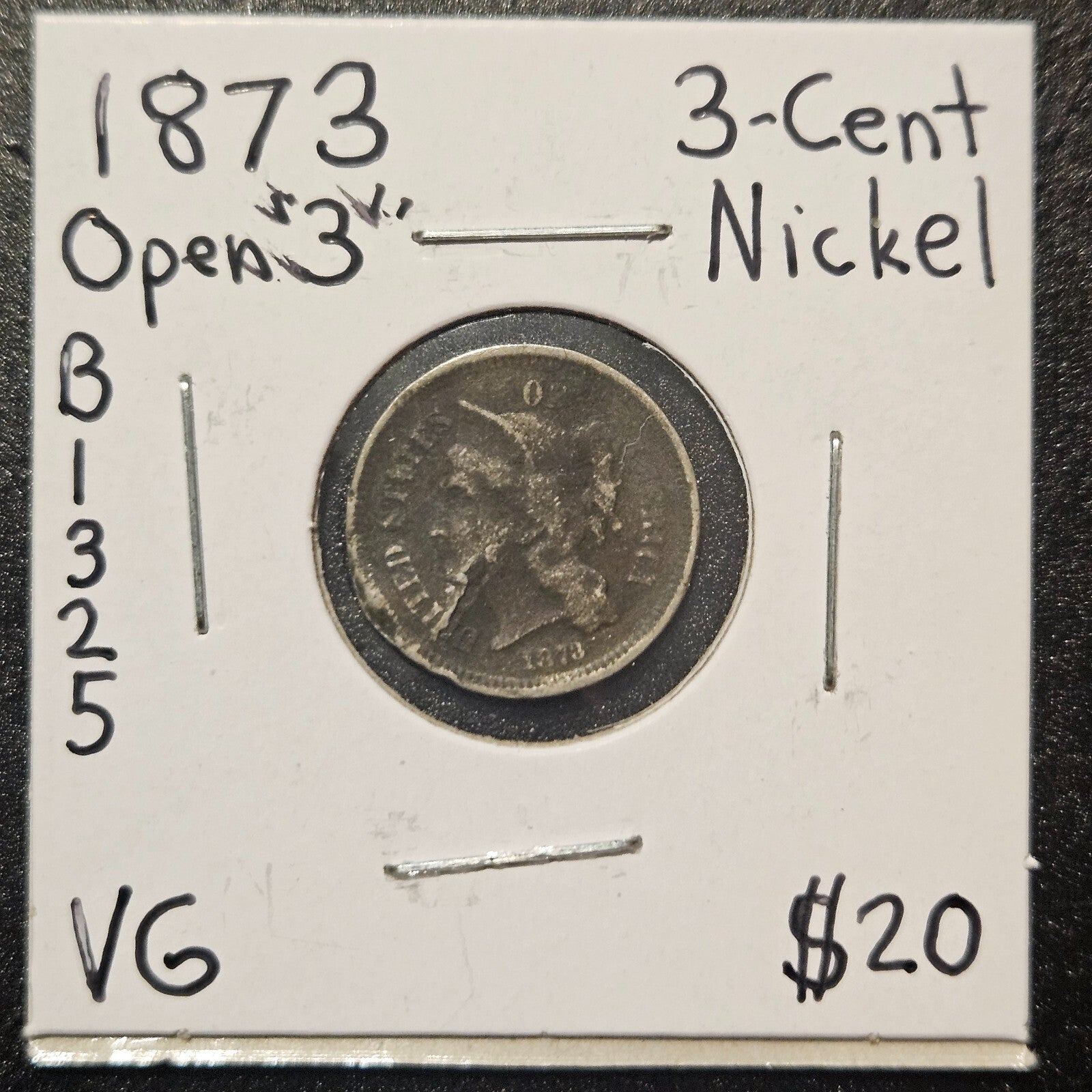 1873-P 3-Cent Nickel Ungraded Very Good B1325