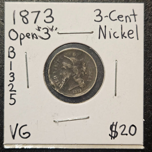 1873-P 3-Cent Nickel Ungraded Very Good B1325