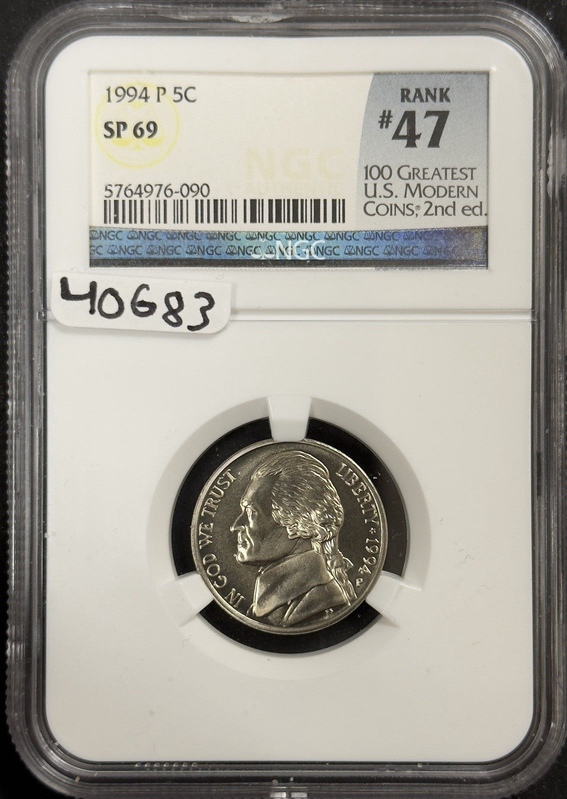 1994 P Jefferson Nickel - NGC SP69 ( 40683 )