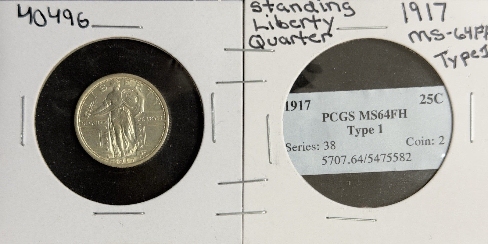 1917 Standing Liberty Quarter - Mint State FH Type 1 *Crackout* ( 40496 )
