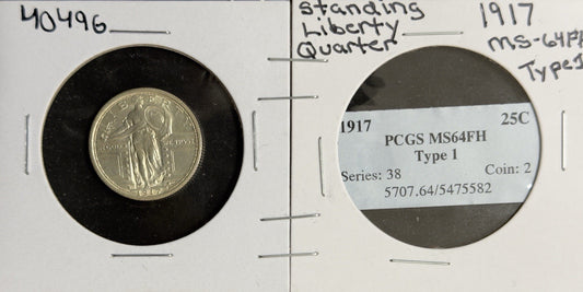 1917 Standing Liberty Quarter - Mint State FH Type 1 *Crackout* ( 40496 )