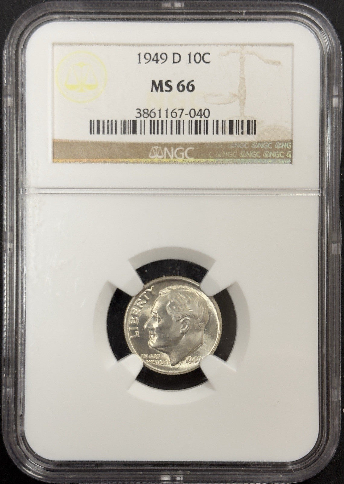 1949 D Roosevelt Dime - NGC MS66 ( 40657 )