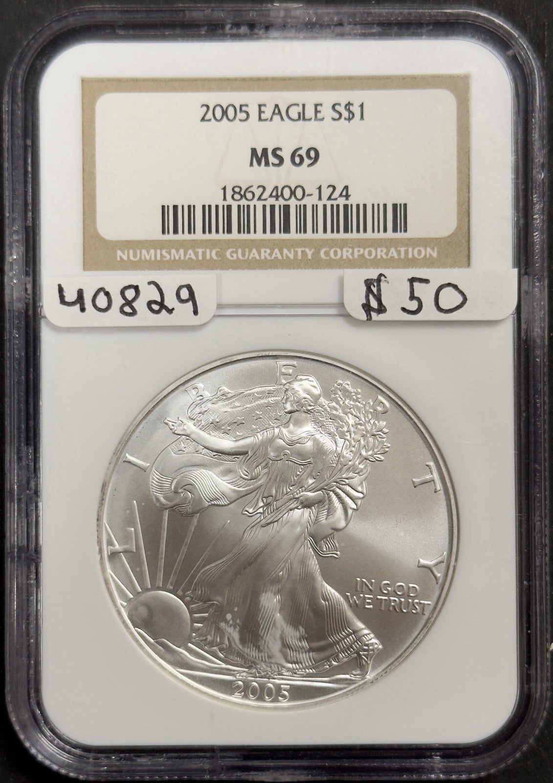 2005 Silver Eagle - NGC MS69 ( 40829 )
