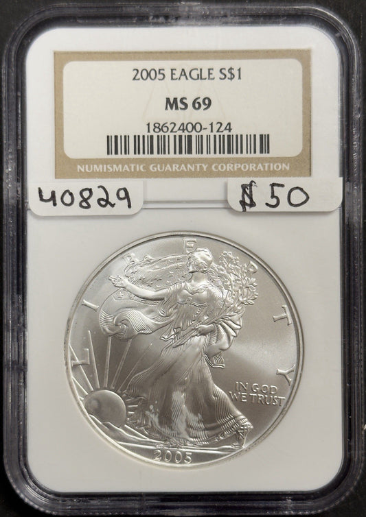 2005 Silver Eagle - NGC MS69 ( 40829 )