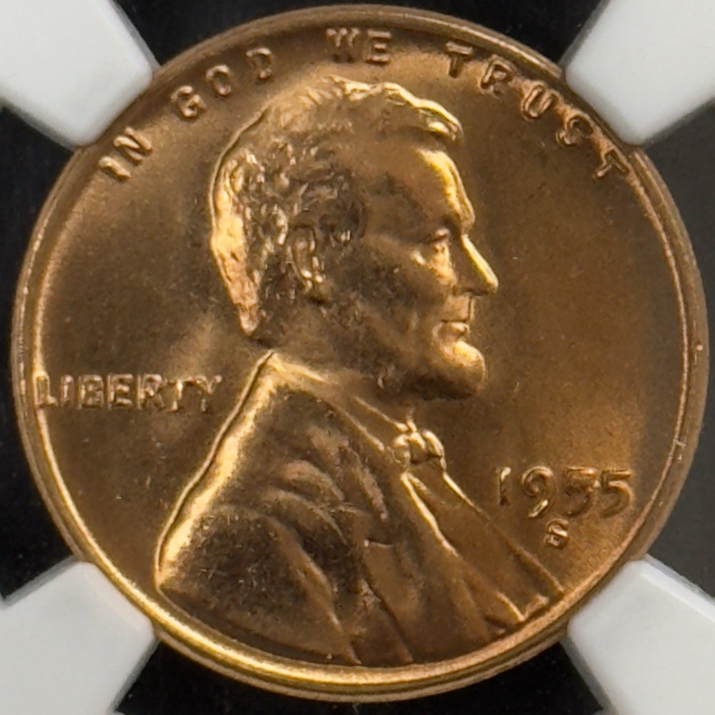 1955 S Wheat Cent Filled S - NGC MS66 RD ( 40719 )