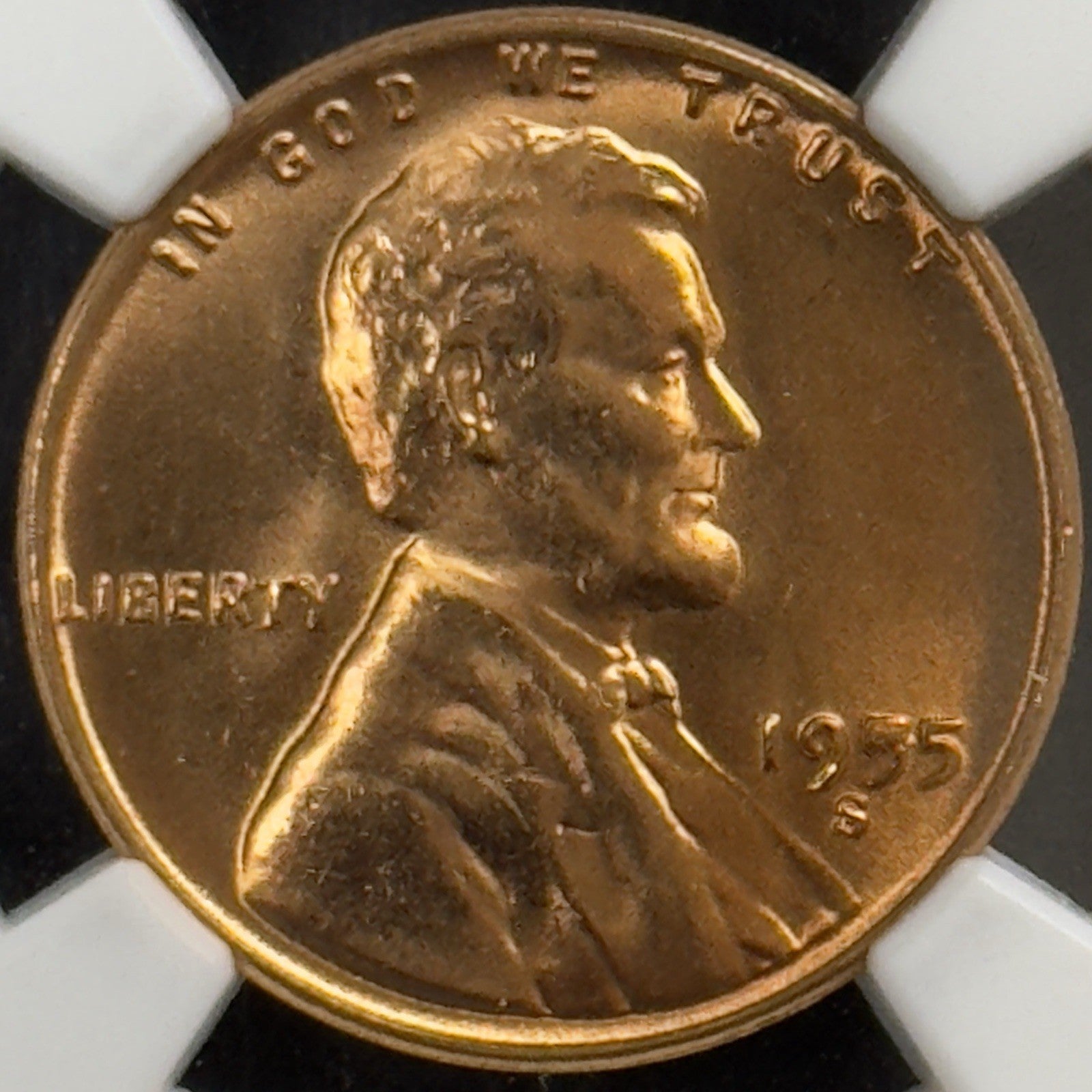 1955 S Wheat Cent Filled S - NGC MS66 RD ( 40719 )