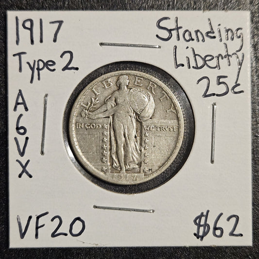 1917 Standing Liberty Quarter Type-2 Very Fine (A6VX)