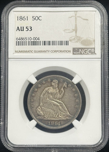 1861 Seated Liberty Half Dollar NGC AU 53 - A6TV