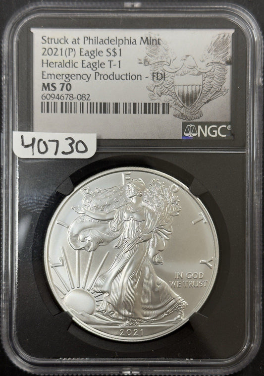 2021 (P) Silver Eagle - NGC MS70 ( 40730 )