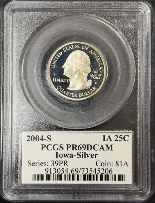 2004 S Iowa State Quarter Silver - PCGS PR69 DCAM ( 40791 )