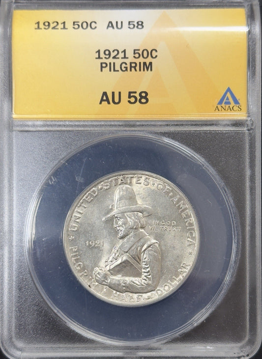 1922 Pilgrim Half Dollar Commemorative - ANACS AU58 ( 40654 )
