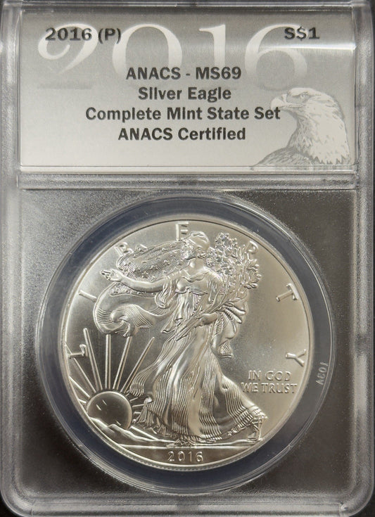 2016 (P) Silver Eagle - ANACS MS69 ( 40765 )