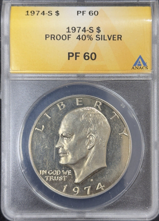 1974 S Eisenhower Dollar - ANACS PF60 ( 40763 )