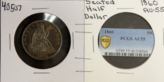 1860 Seated Half Dollar - Almost Uncirculated *Crackout* ( 40507 )