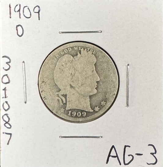 1909 O Barber Quarter - About Good ( 301087 )