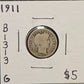 1911-P Barber Dime Ungraded Good B1313